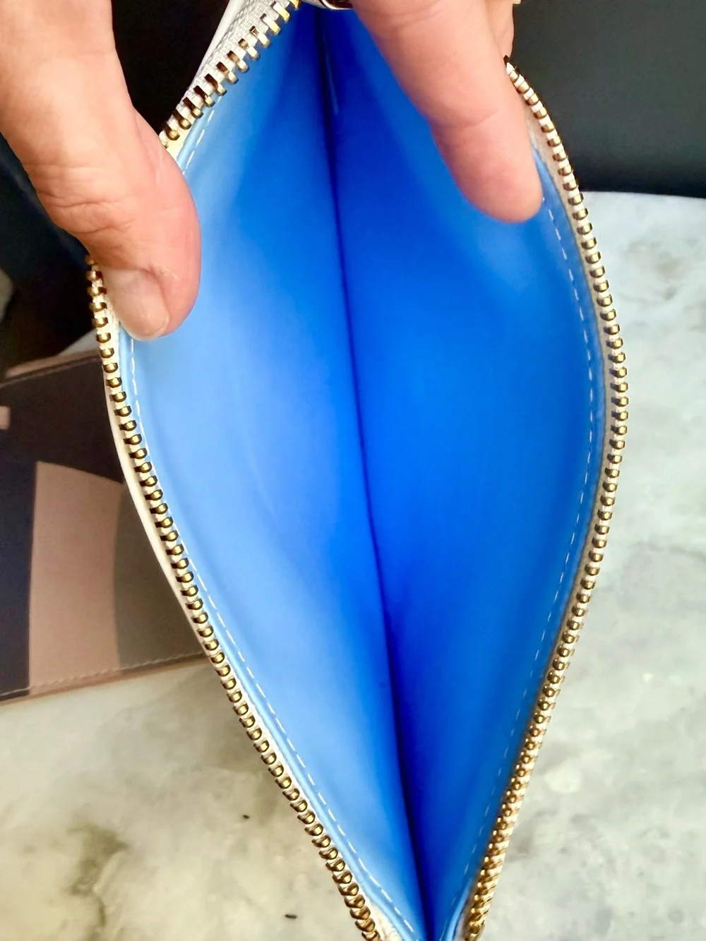 Kate Spade Zip Pouch Set of 2 - Geometric Leather Wristlet & Printed Clutch
